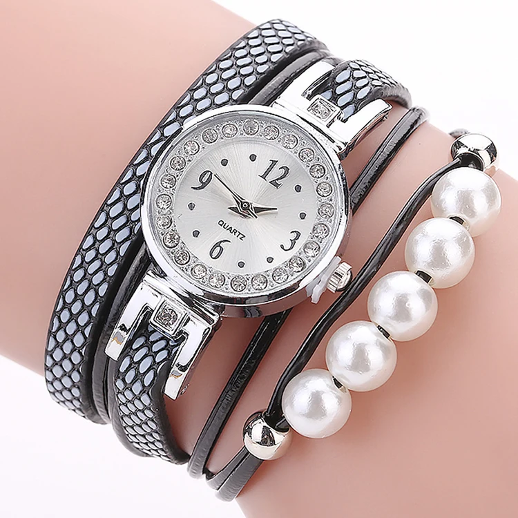 

OEM Brand Pearl Bracelet Dress Wristwatches Women Leather Watch Watches Quartz Girl's Gift Wrist Watch, 6 different colors as picture