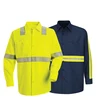 Hi-vis safety work shirts with reflective taps for mechanic workers