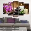5pcs canvas painting orchid with candles wall murals pictures art work for living room drop shipping