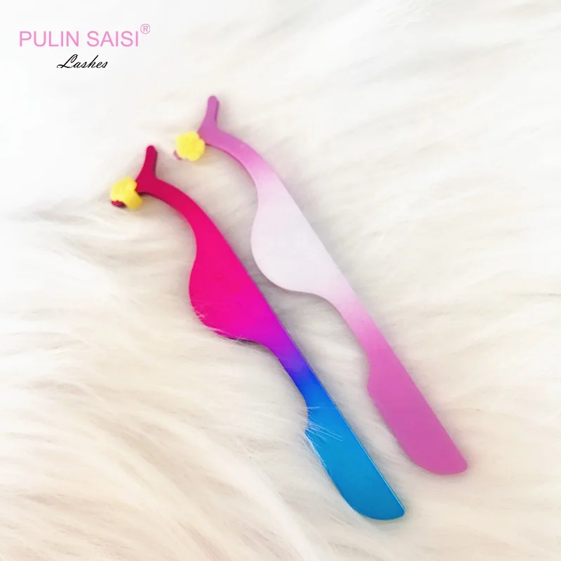 

Stainless steel eye lash curler lash extension tweezers, Colorful