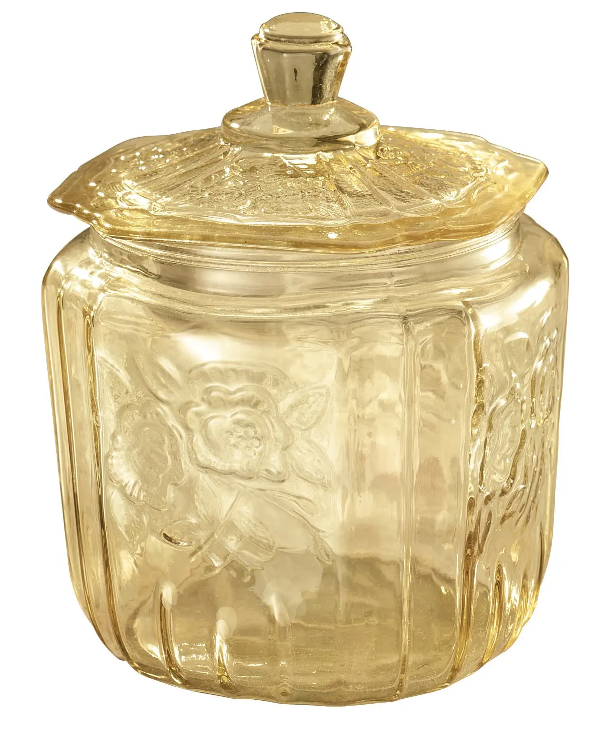 Miles Kimball Antique Yellow Depression Style Glass Biscuit Jar. 