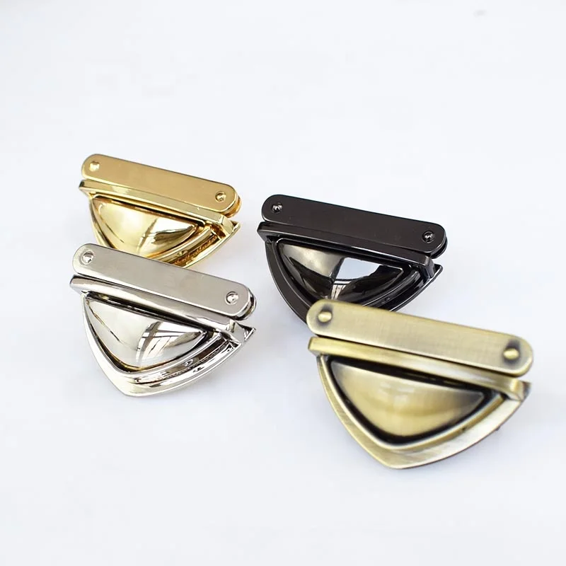 

Meetee AP208 High Quality Handbag Snap Clasps Lock Alloy Triangle Bag Lock for Handbag Accessories Triangle Lock Closure Buckle, Light gold/sliver/gun black/brass