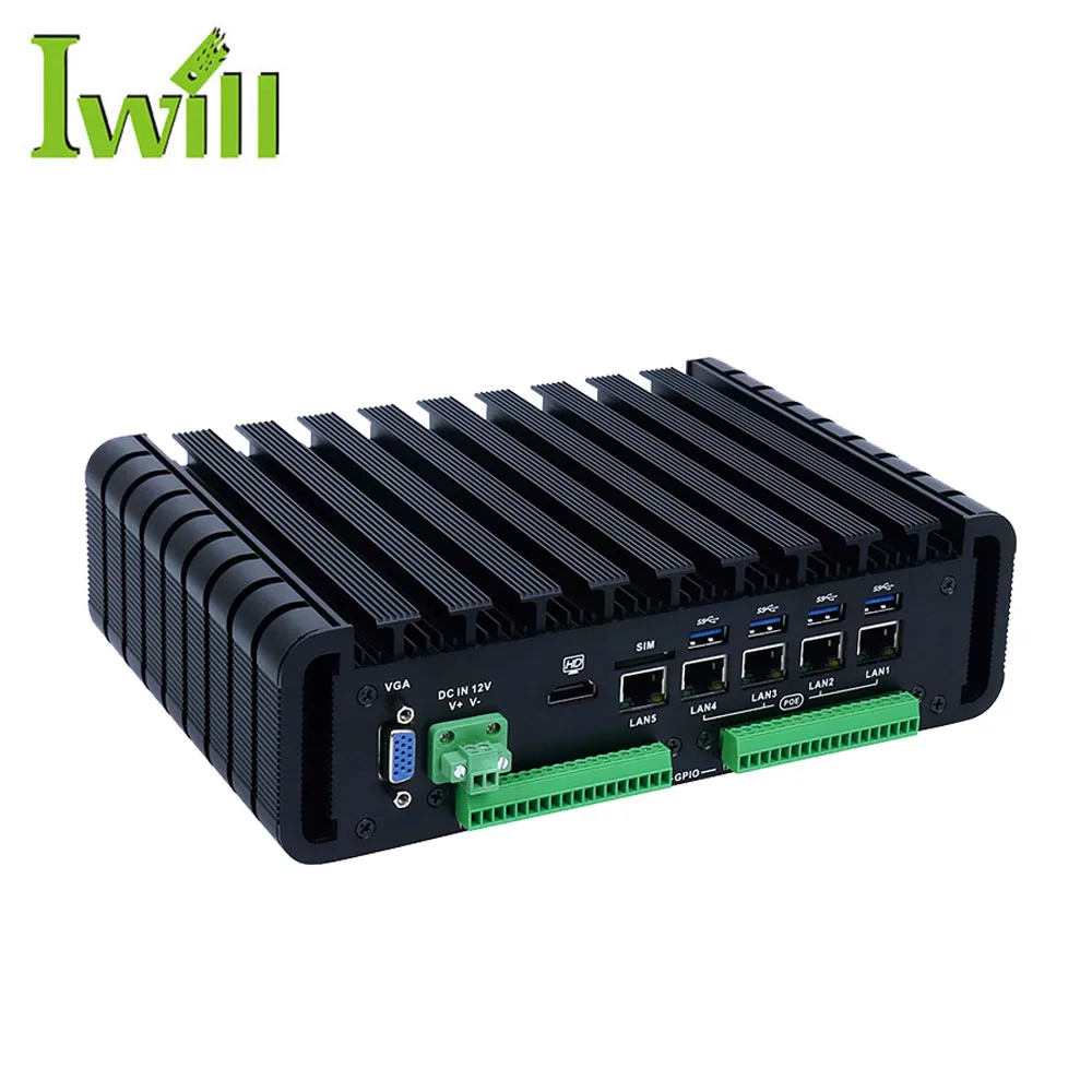 Fanless Computer Embedded Pc Gpio I7 I5 I3 Embedded Industrial Pc For