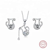 

925 Sterling Silver Jewelry Aquarius Necklace & Earring Twelve Constellations Pendant Italian Silver Jewelry Sets