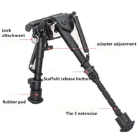 

HY 6-9 Inches hunting equipment Tactical Rifle Bipod Adjustable Spring Return with Adapter Riflescope Mount