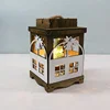 Christmas Gift Decorative Hollowed Wooden Box Portable Lantern Button Cell Operated LED Mini Lanterns