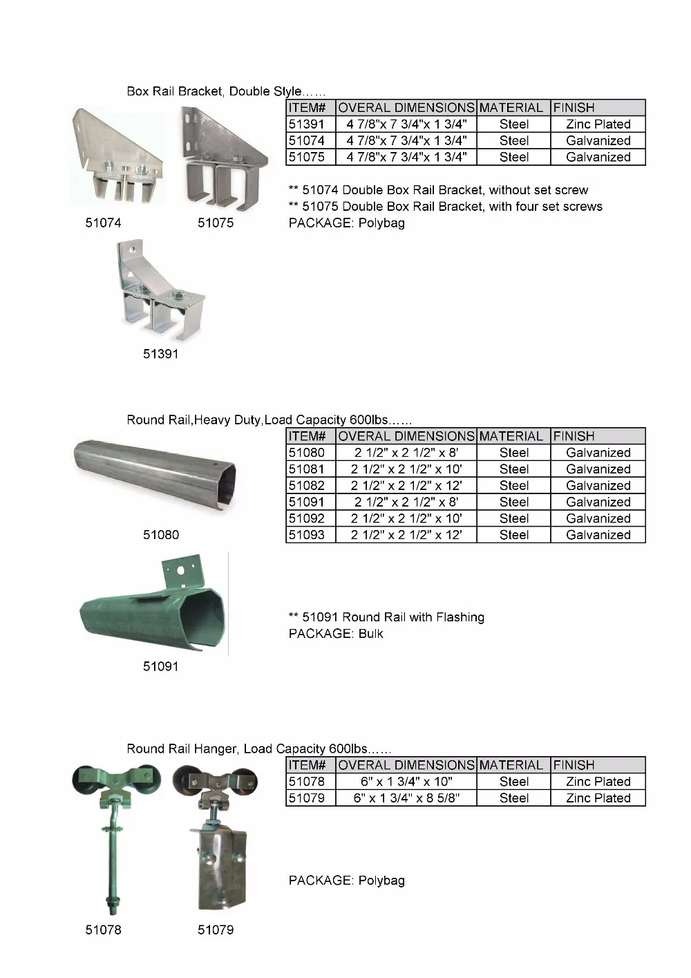 Heavy Duty Box Rail With Flashing For Sliding Garage Barn Door Hardware