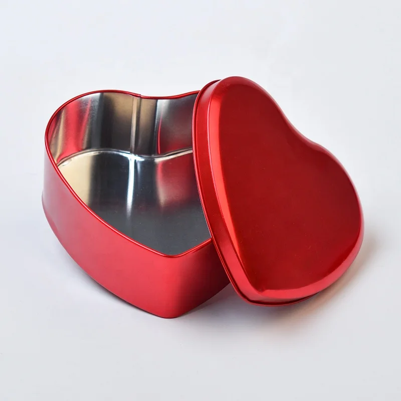 Hot Selling Product 2025 Heart-shaped Tin Box 9*9*4.5 Cm Valentine Day Red Heart Gift Tin Box with Lid