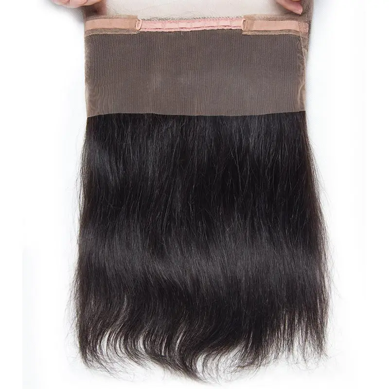 

dropshipping wholesale top 3 factory 100% Sunlight human hair Brazilian Human Straight Hair 360 lace frontal closure straight, Natural black