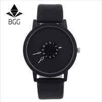 

New sleek minimalist creative black and white quartz watch for men and women