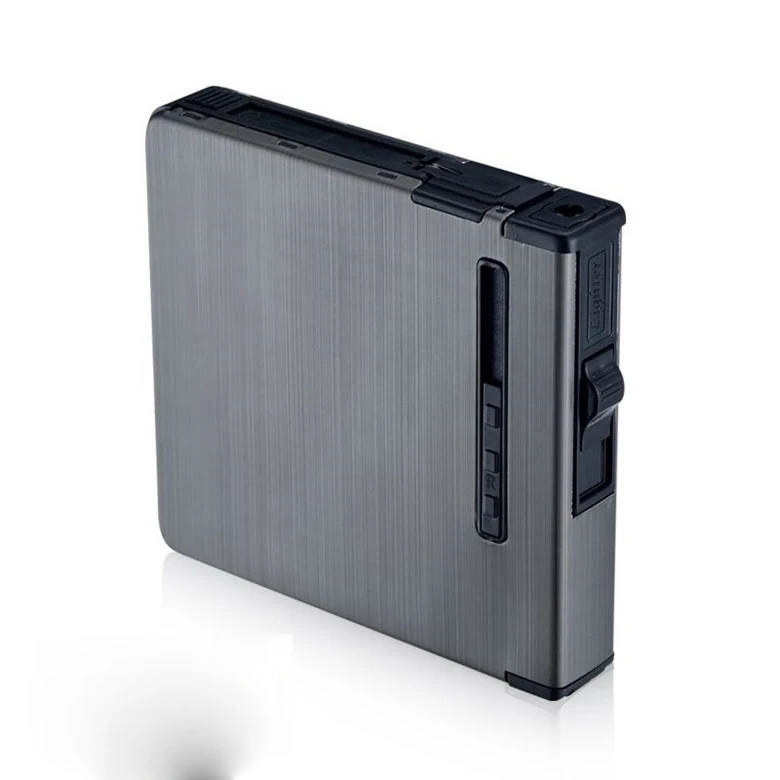 
2017 fashion automatic stainless steel cigarette case with lighter for20 only promotional gift 018 ,automatic lighter wholesale 