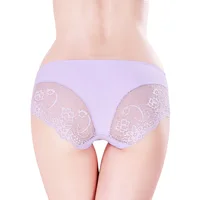 

Ice silk seamless breathable women underwear sexy lace transparent ladies panties