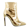 WETKISS Plus Size 45 Fashion 4 inch Stiletto Heels Booties Glossy PU Gold High Heel Boots Ladies Ankle Boots Women Winter Boots