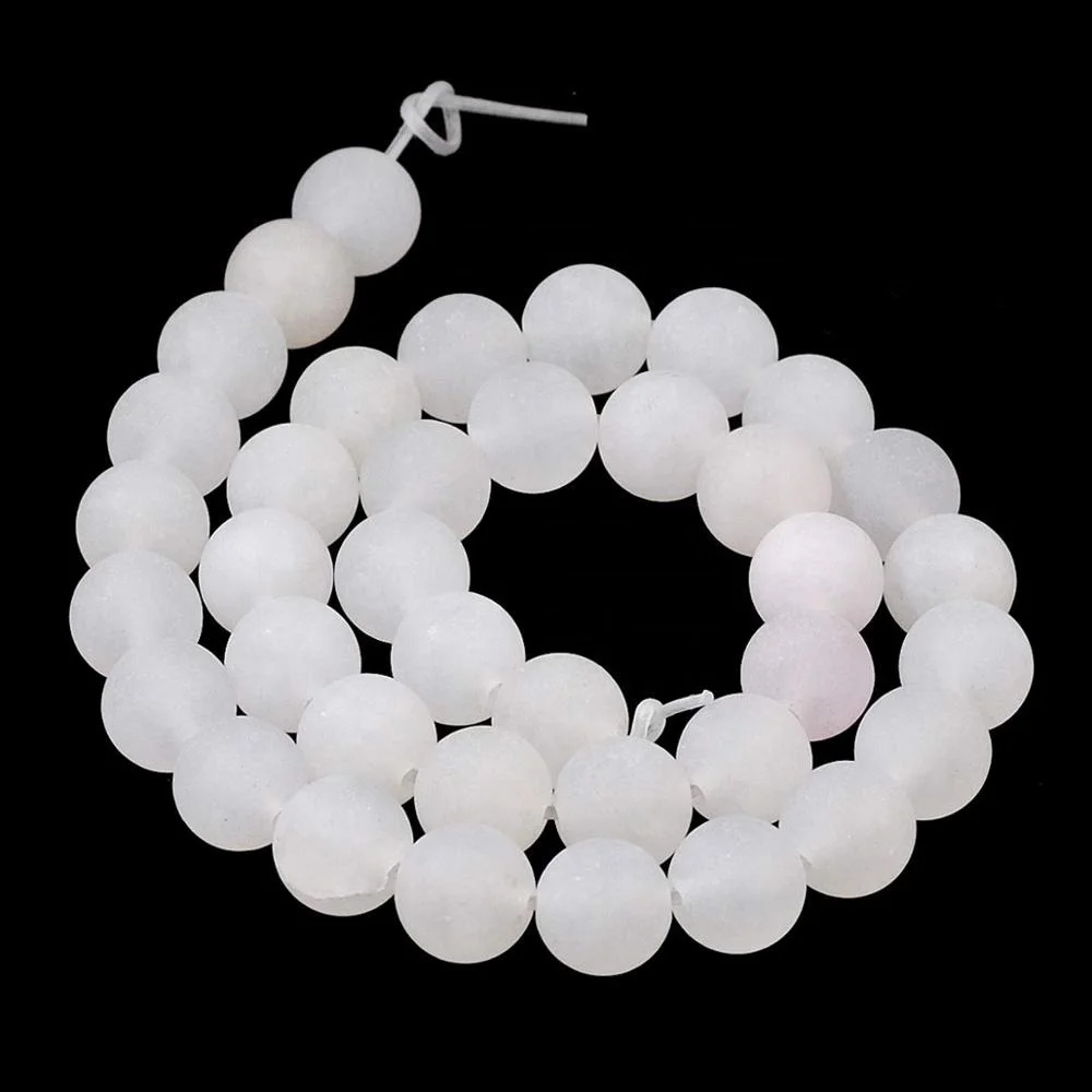 

Matte Frosted White Jade for Jewelry Making Necklace Bracelet White Jade Round Gemstone Loose Beads