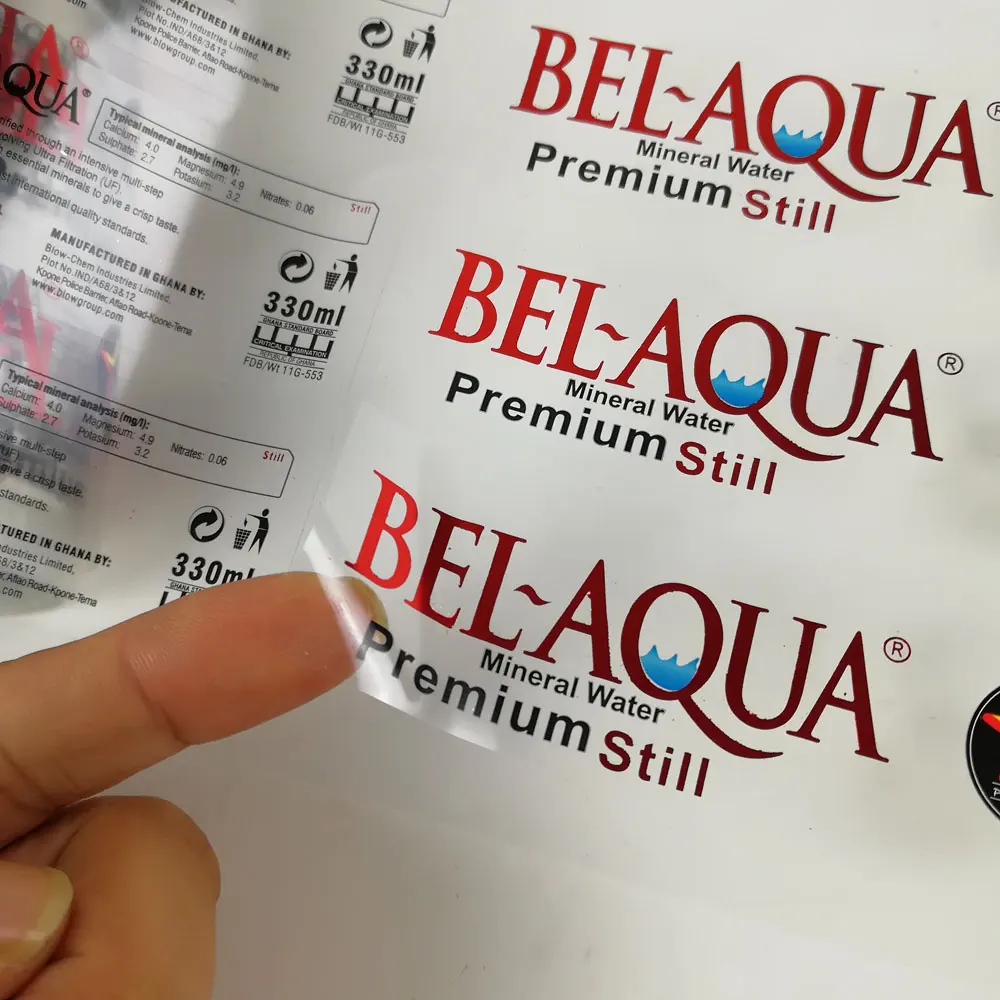 Custom Printed Labels Adhesive Vinyn Stickers Pvc Pe Pp Transparent