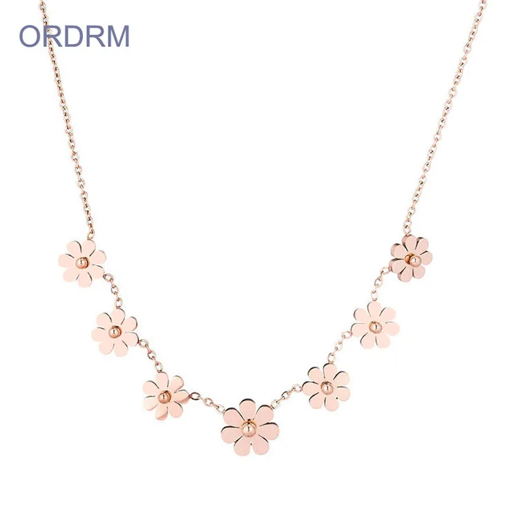 

Minimalist Women Jewelry Rose Gold Stainless Steel Flower Necklace