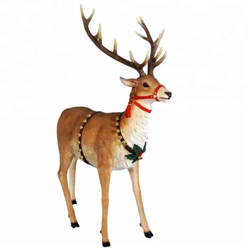 Resin Reindeer Sculpture Fiberglass Animal Statue For Christmas Decor ...