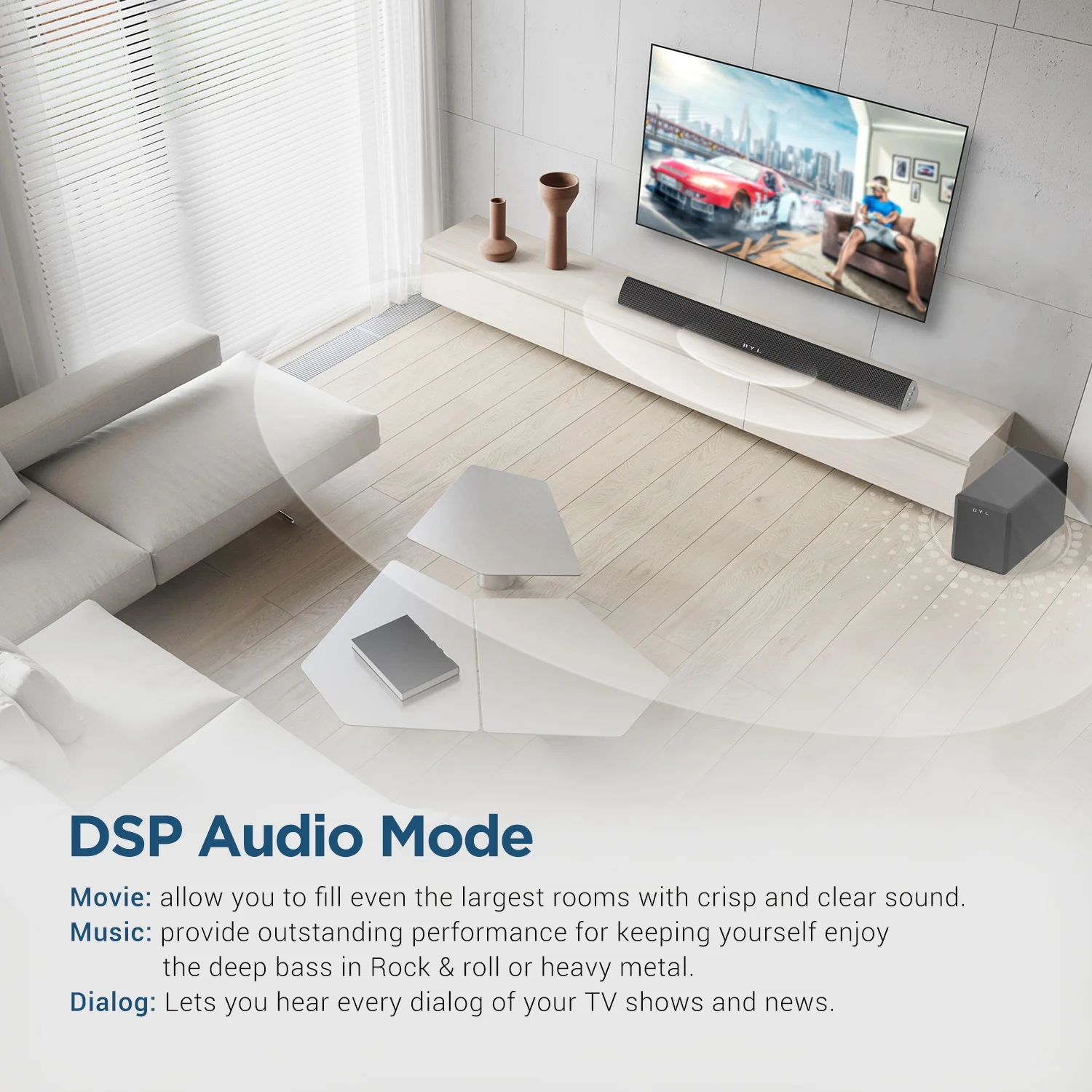 Portable sound bar with Subwoofer for Home TV/Cellphone/Home Theatre