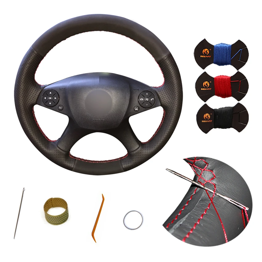 

Custom PU Leather Suede Hand Made Car Steering Wheel Cover for Mercedes Benz W204 2007-2010 C280 C230 C180 C260 C200 C300