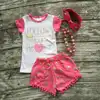 baby Girls Summer clothes girls follow your heart clothes baby girls boutique clothing with matching headband and necklace