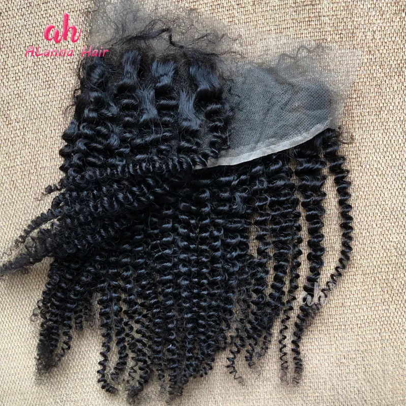 

Raw Indian Hair Human Hair Bundles With Frontal Swiss Lace, Grade 10A Virgin Hair Kinky Curly Weaves With Closure 13*4, N/a