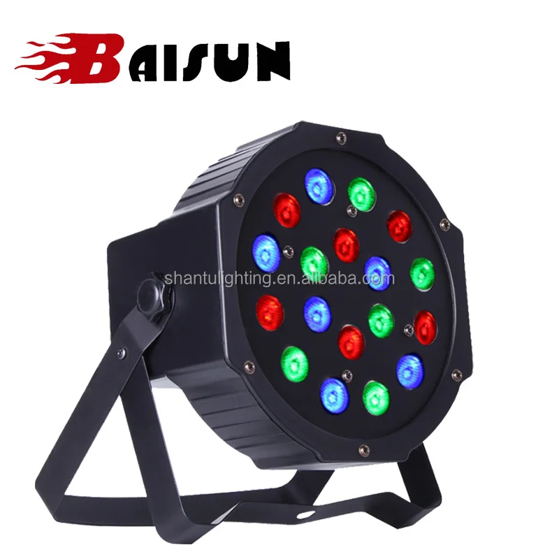 BAISUN brand mini 18pcs 54w rgb led flat par light remote party lighting hot sale in indian market price