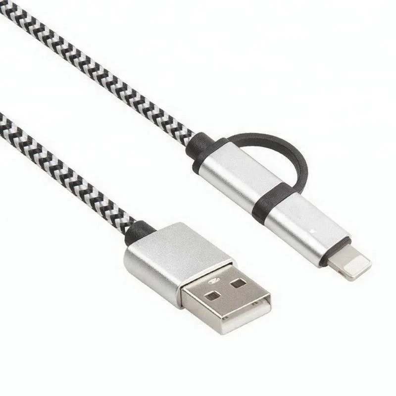 

High quality micro 8 pin charging Cable for iPhone X 6 7 plus ipad 2 in 1 USB Cable