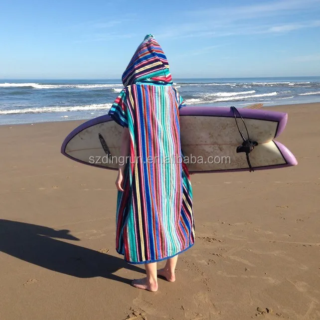 100 Cotton Customized Adult Surf Poncho Towel Adult Hooded Beach Towel