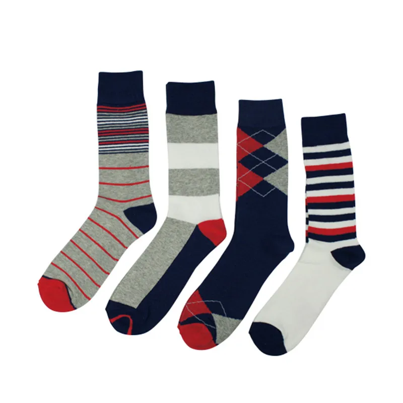 

Colorful Wholesale Custom Bamboo Mens Dress Socks, Dark blue, white, grey, red, colorful socks