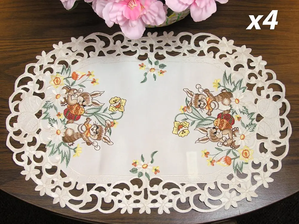 Oval Placemats Find Deals On Line At Alibaba Get Quotations Easter Bunny Embroidered Placemats Set Of 4 11x17 Oval Shaped Machine Washable