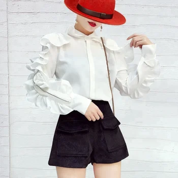 white ruffle shirt