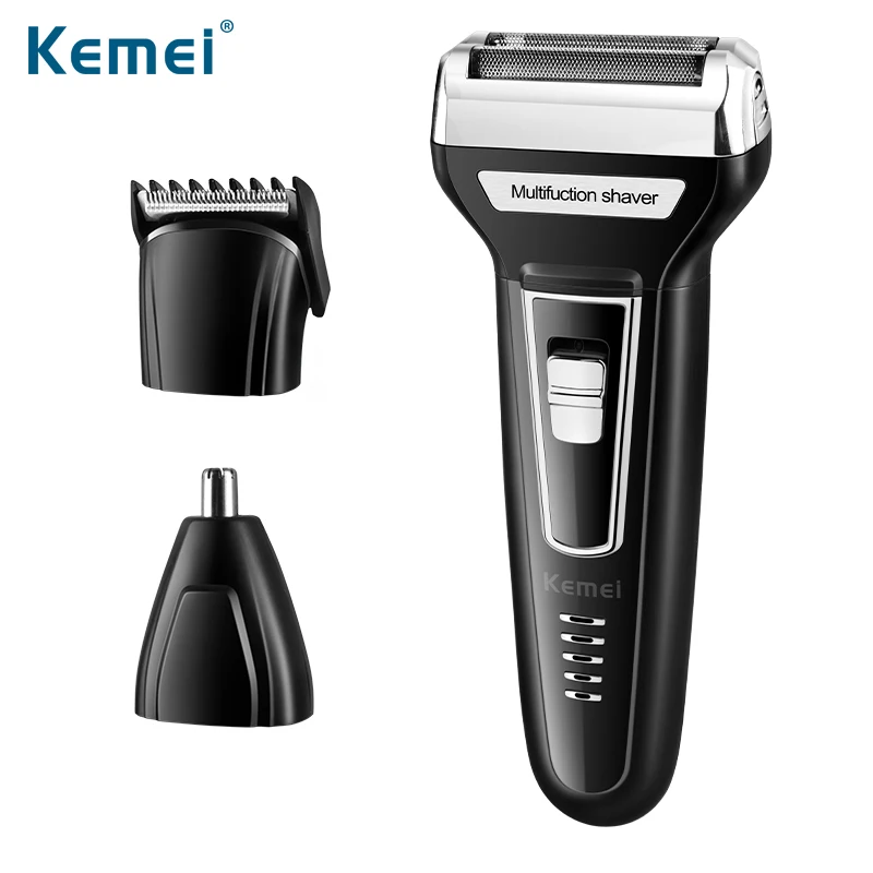 

Kemei KM-6559 3 In 1 Multifunction Electric Shaver Hair Clipper Nose Trimmer Dual Blade USB Charging Rechargeable Shaver Razor