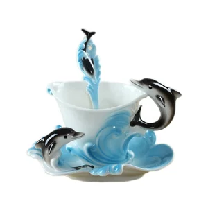 New Design Hand Crafted Flower Shape Sublimation Tea Cup Set