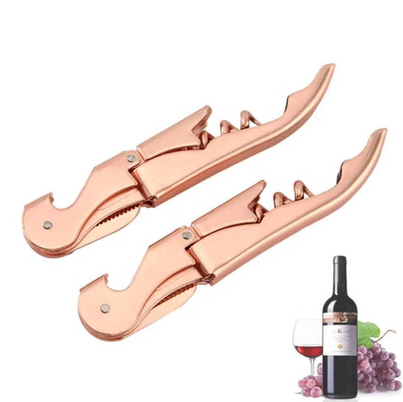 

Metal 2 Step Rose Gold Wine Bottle Opener Corkscrew for Bar, Custom color available