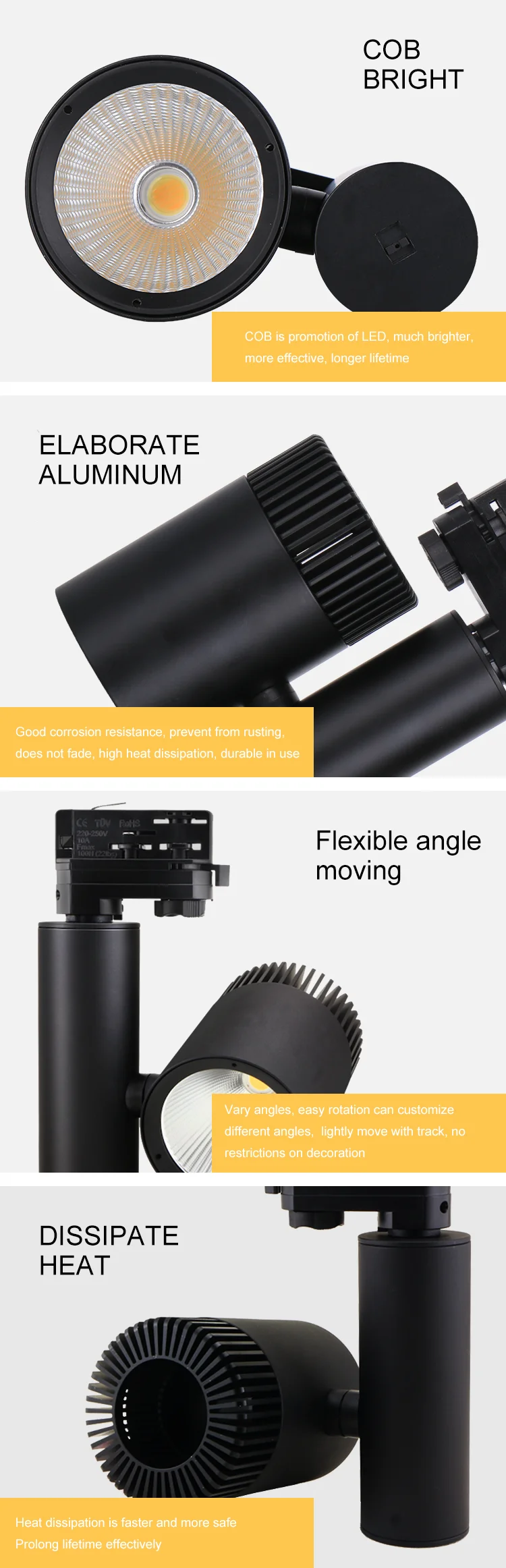 magnetic CCT led track spot light COB 30w ledlinear track light dimmable 30W led smart track light led color changeable