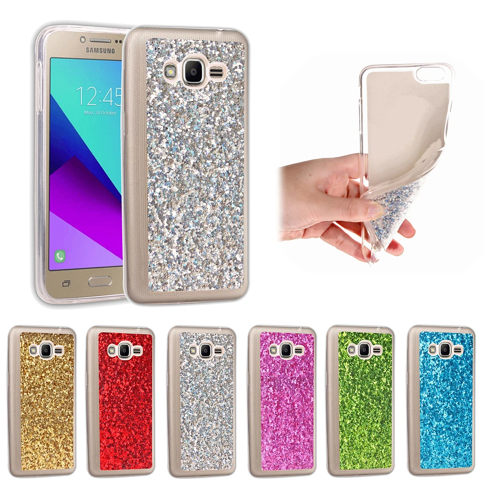 

Luxury Pink Glitter phone Case Soft Tpu Silicone Case Cover for J2 Prime Bling Back Cover Capa Cases