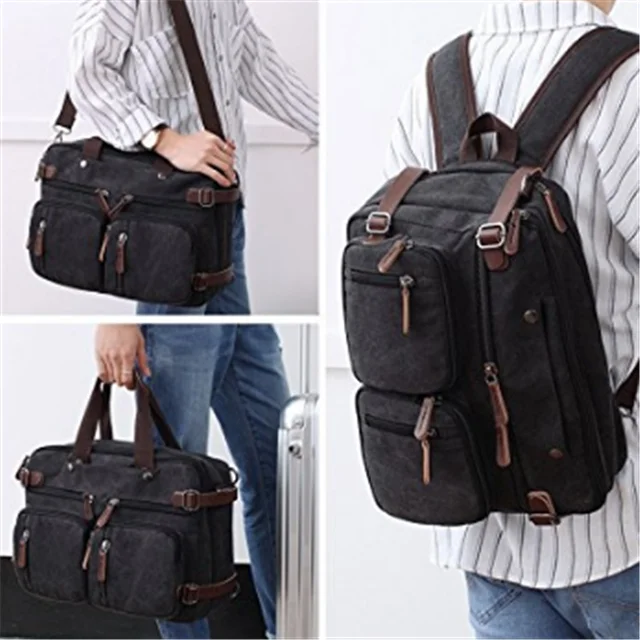 Osgoodway Hot Sale Convertible Luxury PU Leather Men's Laptop Bag Messenger Briefcase for Business Trip