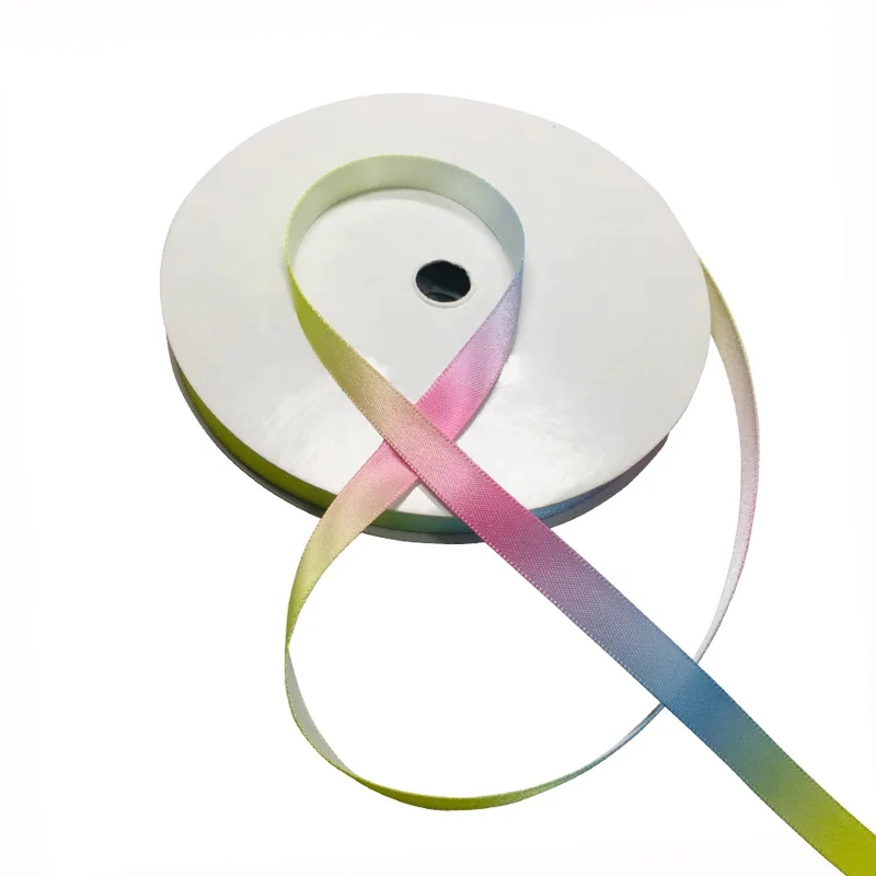 

Okay Read to Ship 9 mm Width Colorful Light Rainbow Pastel Satin Ribbon for DIY Handmade