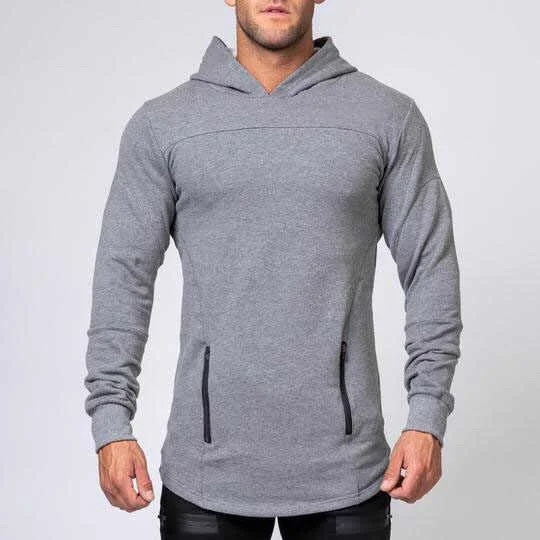 

Men Gym Sport Hoodies Custom Grey Muscle Tapered Hoodie