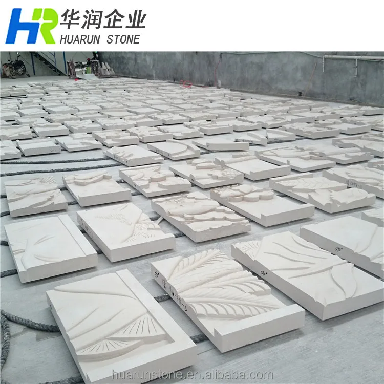 
Wall Relief Sculpture, Relief Wall Art with Natural White Limestone 