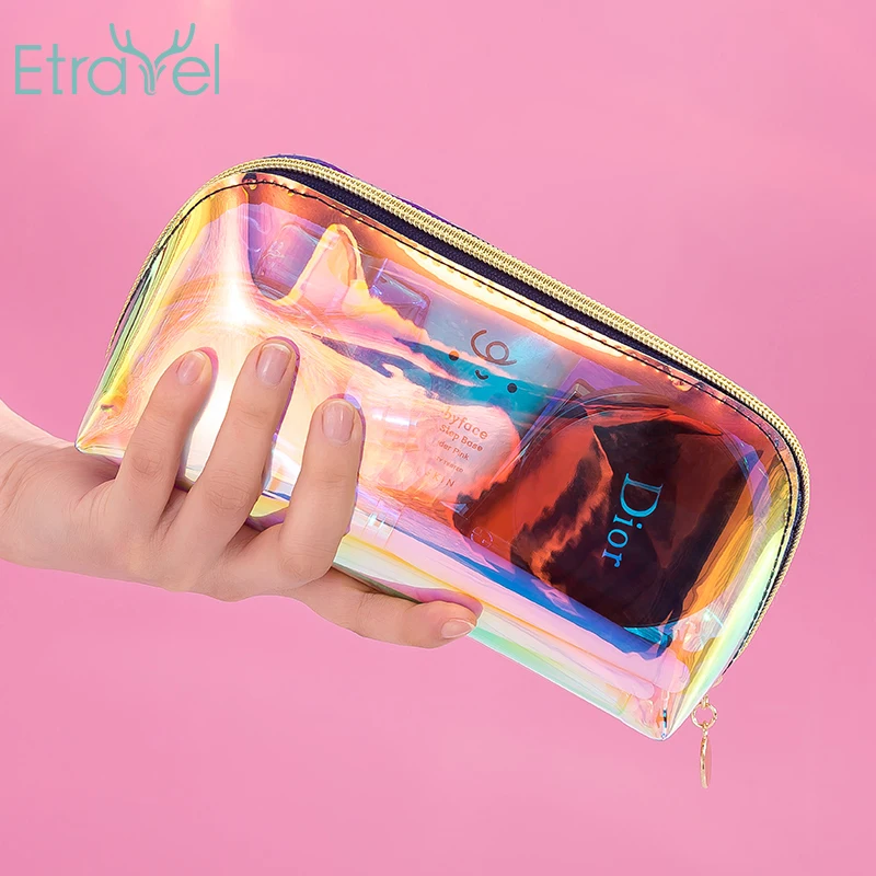 

Fashion lady laser PVC Transparent Waterproof Toiletry Bag Portable Makeup bag Cosmetic pouch, Colors
