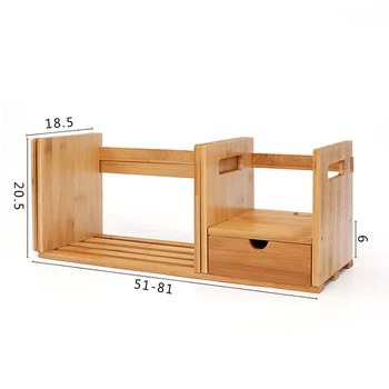 Bamboo Bookshelf Desktop Simple Table Solid Wood Telescopic Small