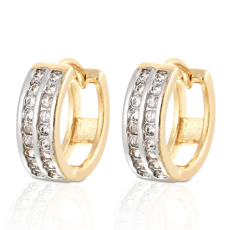 

New Arrival Simple Luxury Fashion 18K White Gold Plated Synthetic CZ Hoops Earrings Women