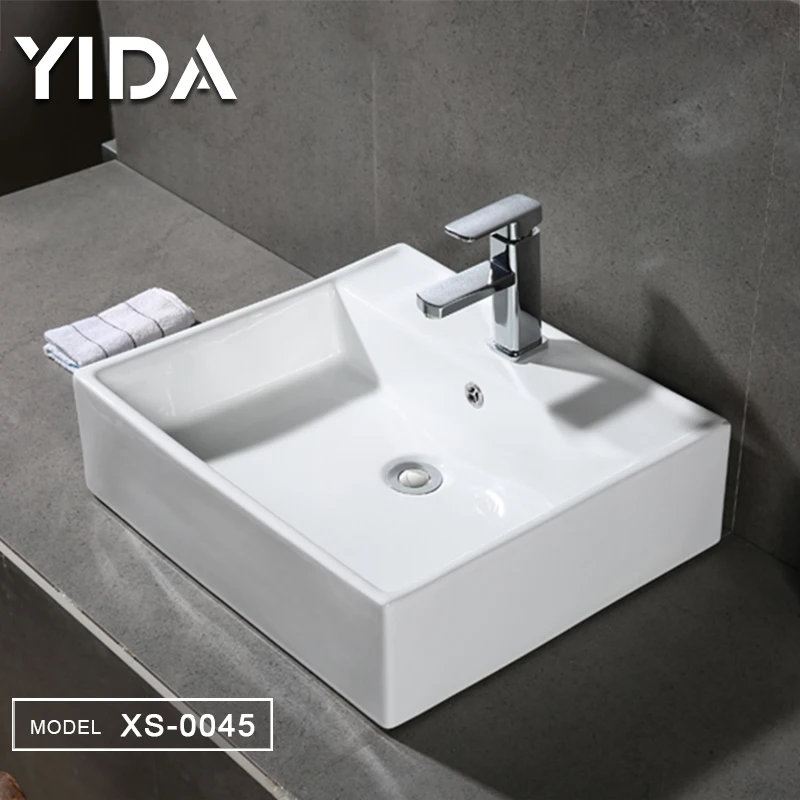 Featheredge ceramic white basin bathroom square art basin sink