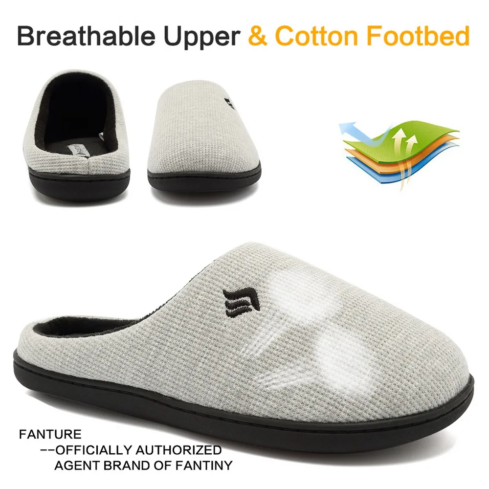 Mens Memory Foam Slippers Twotone Slipon Clog Scuff House Shoes