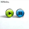 Glass Cabochons New Arrival Button Power Earrings Glass Dome Buttons Multimedia Play and Stop Record Stud Earrings Wholesale