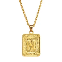 

Gold Tone Zinc Alloy Alphabet A-Z Letter Pendant Necklace 18K Real Gold Plated Square Letter Initial Alphabet Necklace