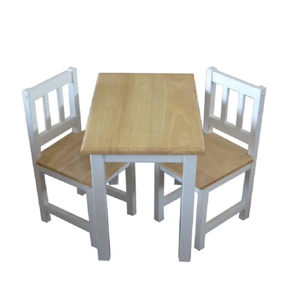 childrens white wooden table and chairs