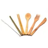 Bamboo 6pcs Tableware with Nylon Wire Cleaning Brush