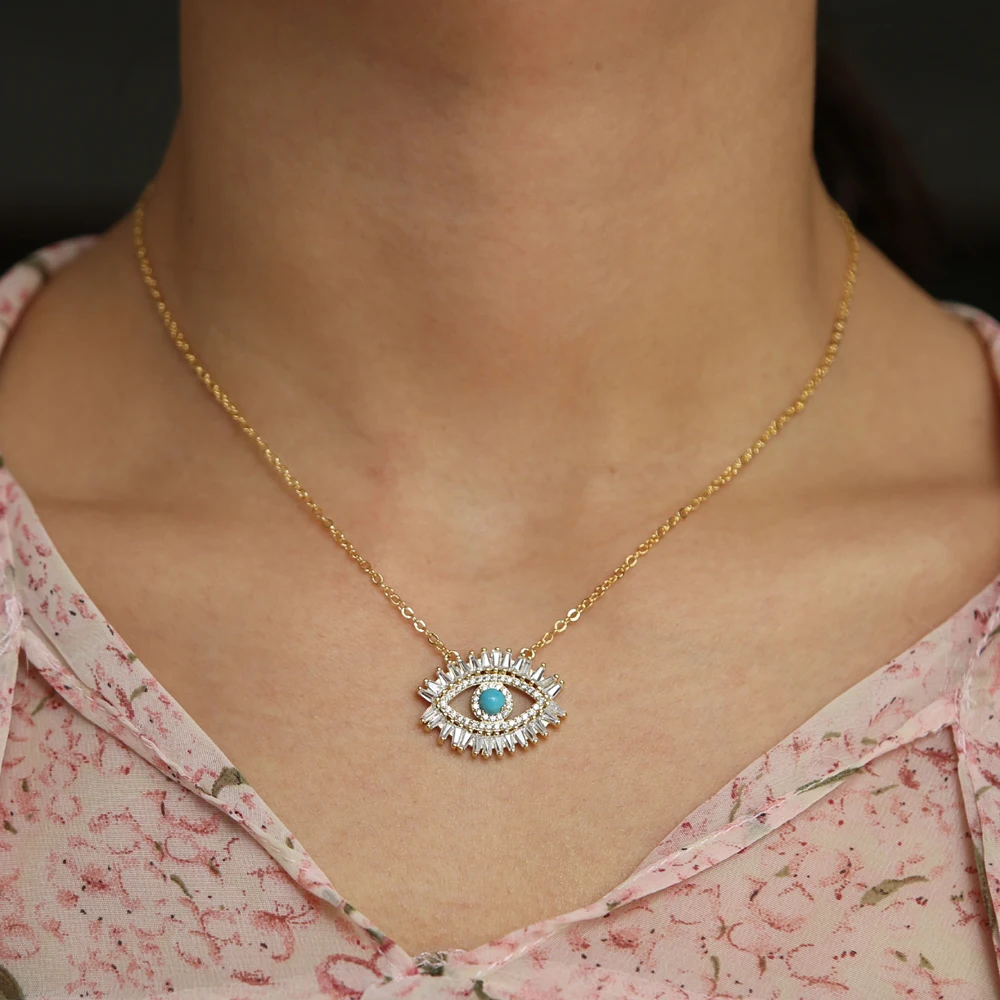 

2019 high quality 925 sterling silver evil eye hamsa evil eye necklace